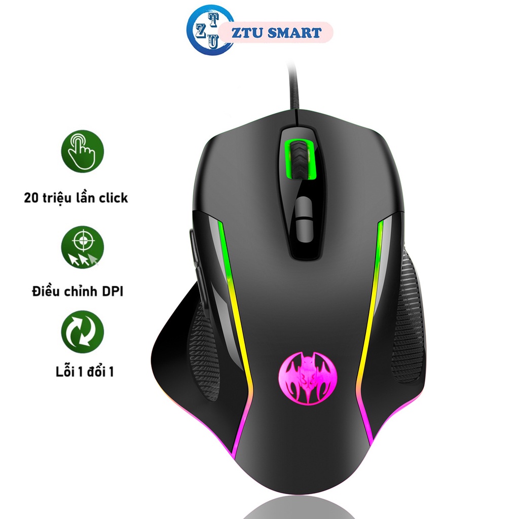 Chuột máy tính ZTU Smart G30 bản có dây DPI 7200 thiết kế công thái học phù hợp cả gaming và văn phòng