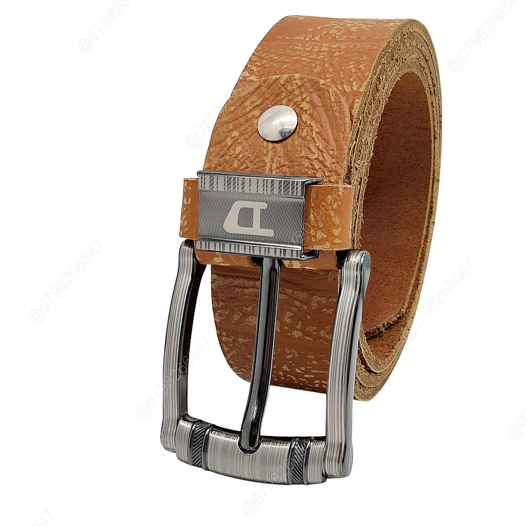 Dây lưng nam da bò thật bản thô DHM-243 | Mặt khoá kim nguyên khối thời trang | Bảo hành 12 tháng