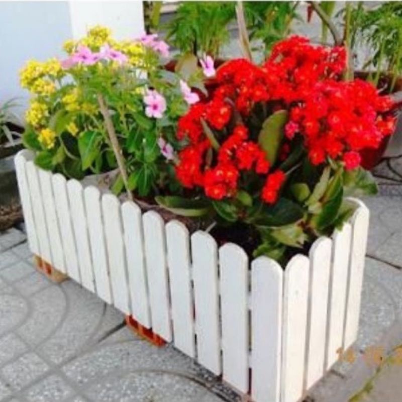 Chậu nhựa hàng rào sezi to 45x20x15cm màu trắng trồng cây,hoa bóng đẹp