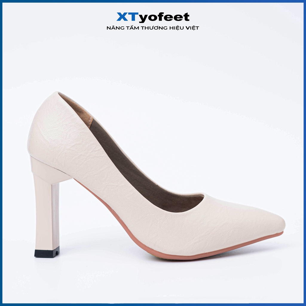 &lt;FULL BOX&gt; Giày cao gót công sở nữ 5cm - 7cm mũi nhọn đế vuông da mềm