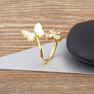 Nhẫn hở hình bướm đính đá zircon thời trang cho nữ