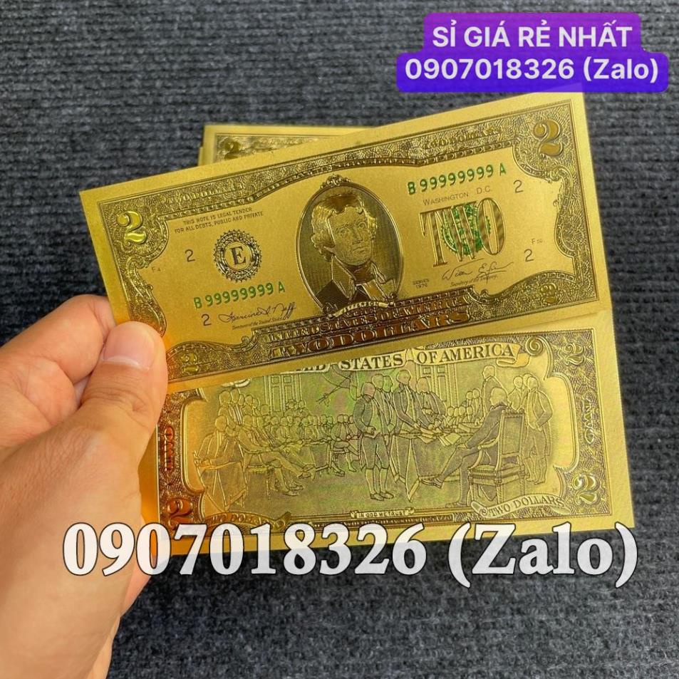 [HÓT] Sỉ Combo 100 Tiền 2 Đô USD Plastic Mạ Vàng Lưu Niệm Phong Thủy May Mắn, Lì Xì Tết , Giá Sỉ