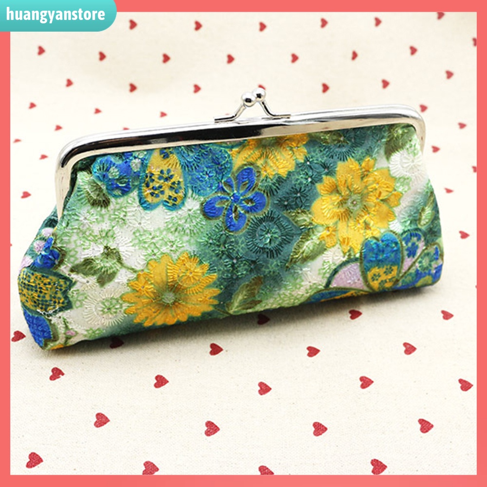 HY/ Ví cầm tay in họa tiết hoa tùy chọn phong cách retro cho nữ