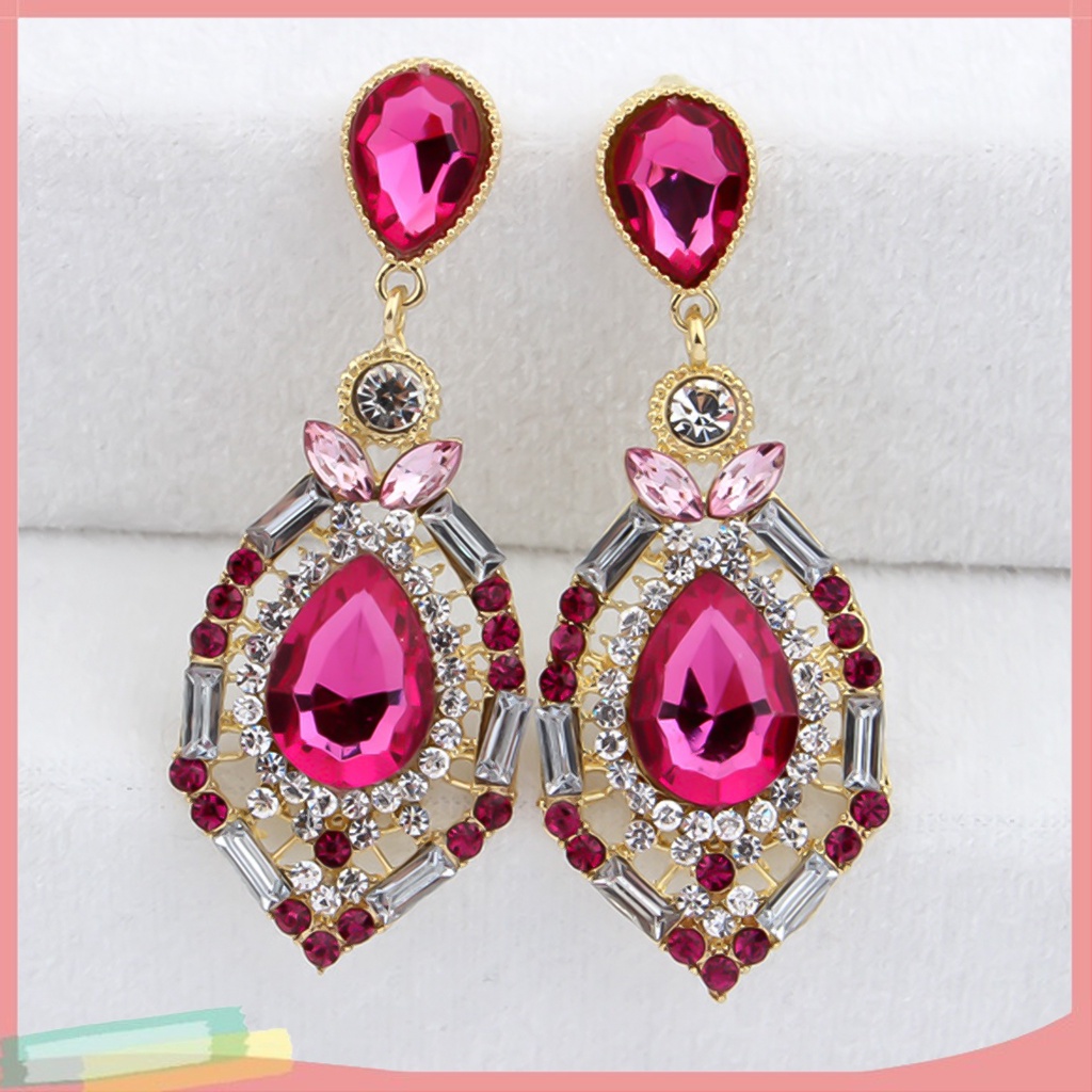 Đôi khuyên tai hình giọt nước đính kim cương giả thời trang cho nữ