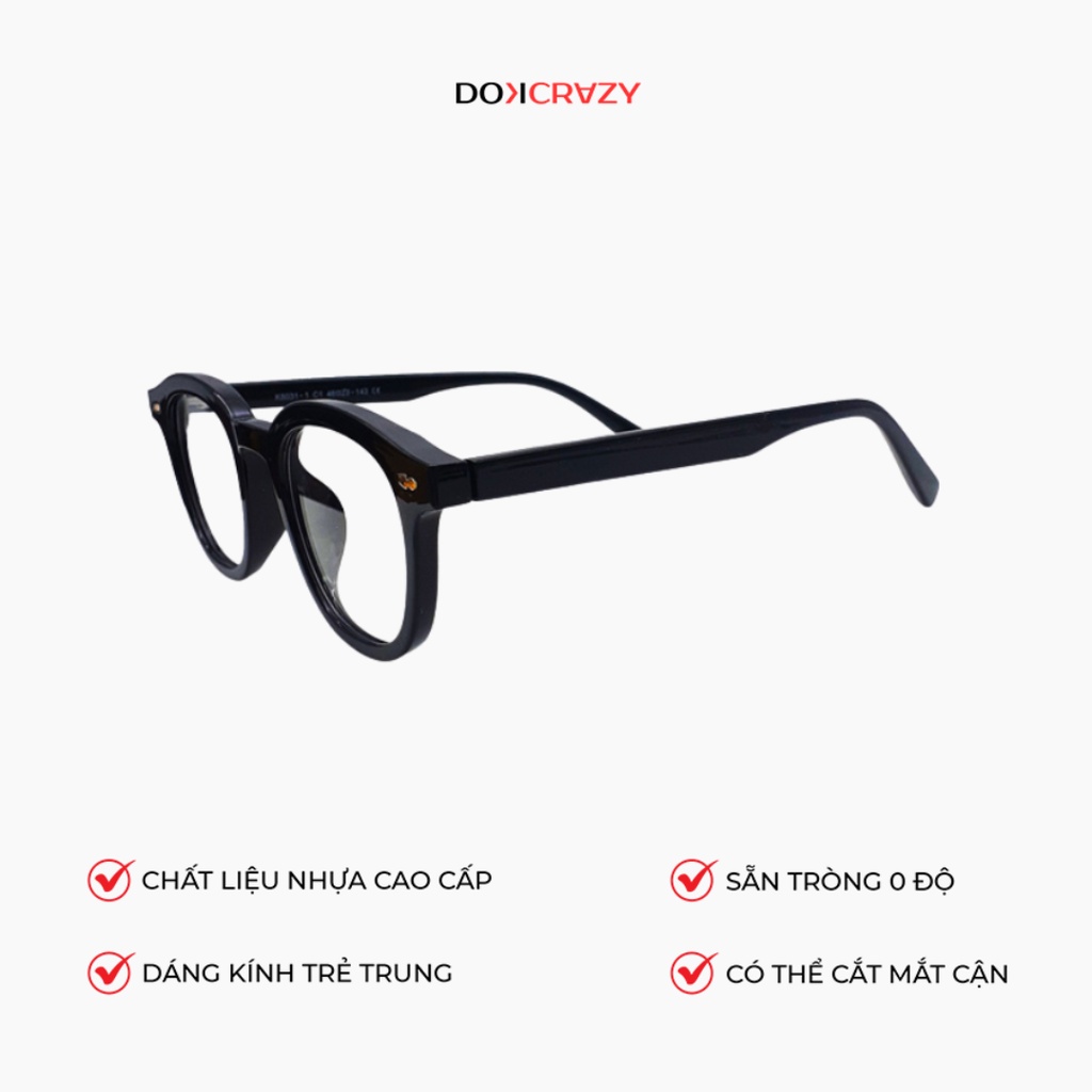 Gọng kính thời trang DOKCRAZY GATI Nhựa sinh học Cao Cấp, Chống ánh sáng xanh, tia UV400, Unisex