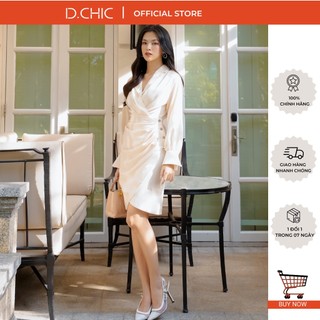 Váy cổ 2 ve chân xếp nhún vạt chéo d.chic ms: 2813175