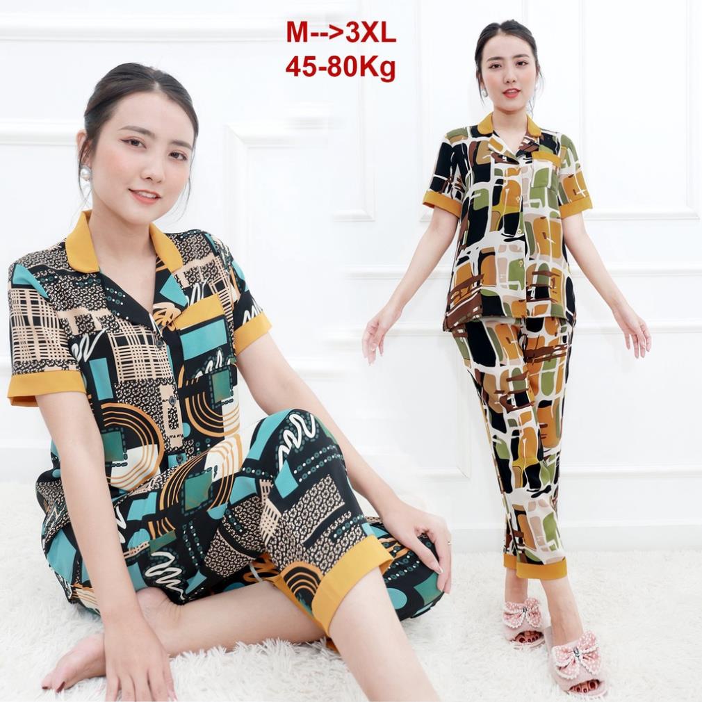 Cộc Tay Chất Lụa Cao Cấp Có Túi Mặc Xuân Hè Cho U45 U60 3358 3357