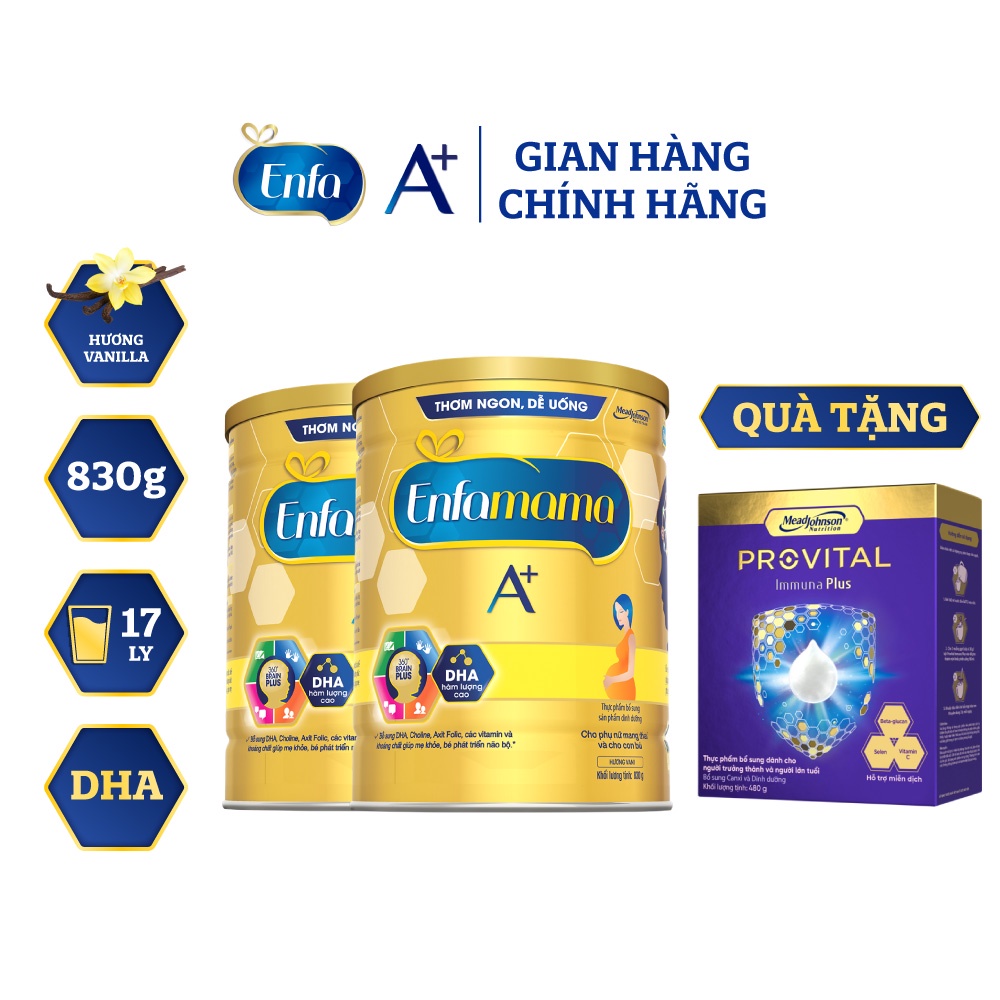 - Bộ 2 Sữa bầu Enfamama A+ 830g Hương Vanilla