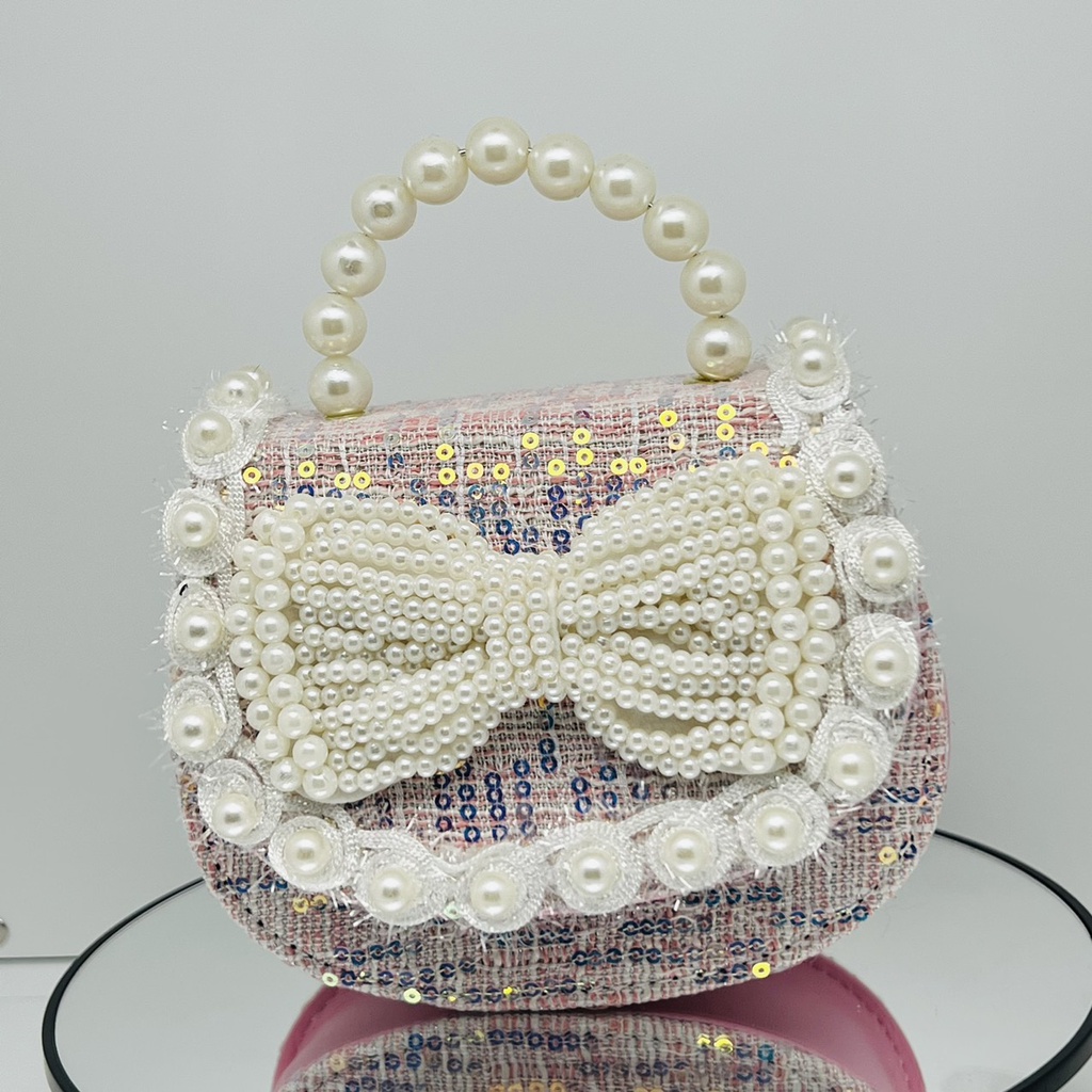 Túi xách cho bé gái,túi xách trẻ em dạ nơ cườm lấp lánh cực kỳ sang chảnh, dễ phối đồ