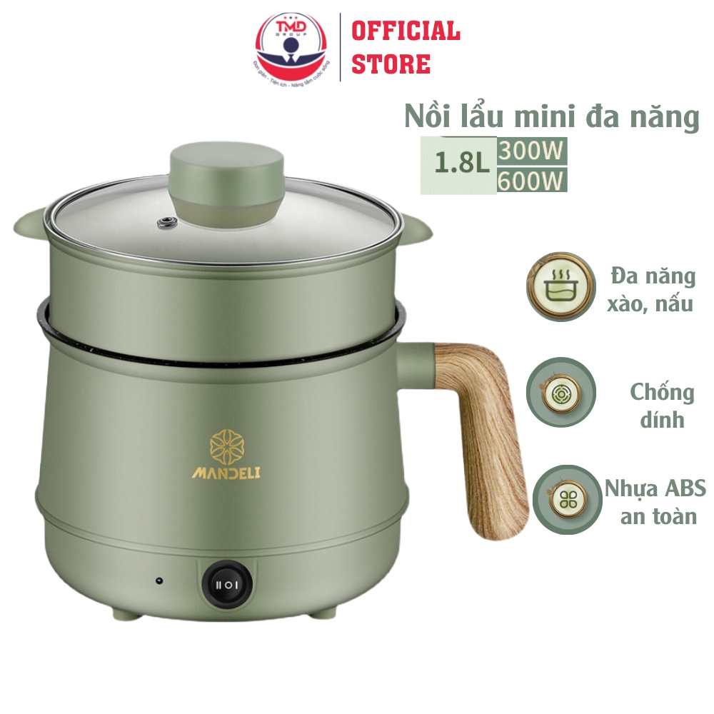 Nồi lẩu mini đa năng 2 tầng TMD GROUP, ca nấu mì hàn quốc dịp Tết có hấp bảo hành 1 đổi 1