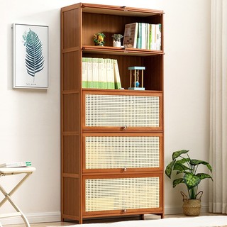 Kệ sách 4,5 Tầng chất liệu mây tre đan , tủ sách nhiều ngăn để truyện tranh tài liệu trang trí đồ decor tiện ích