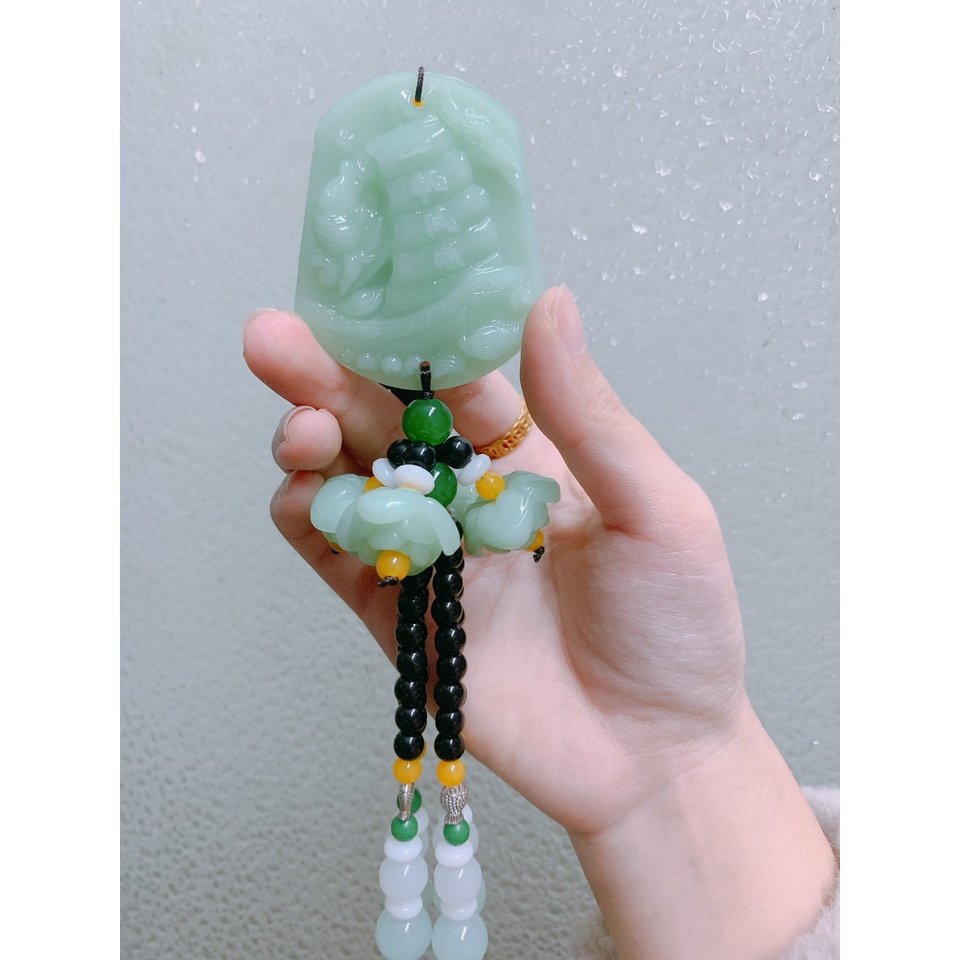 Dây Khánh Treo Xe Ô Tô Màu Ngọc Bích Thuận Buồm Xuôi Gió