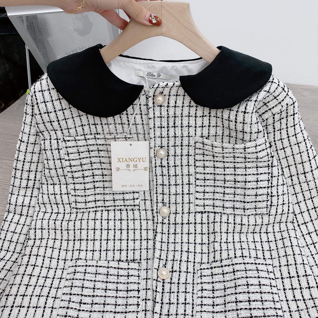 Áo dạ nữ cổ bèo màu sữa BN253