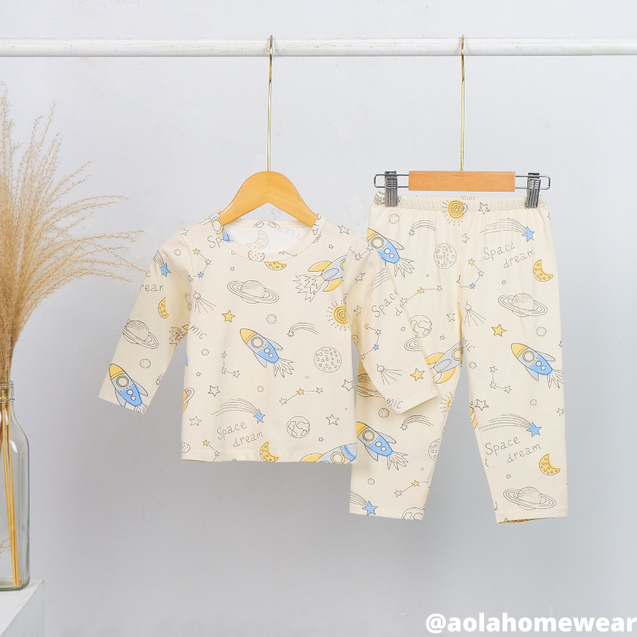 Bộ dài tay bé trai thun cotton Áo Lá Homewear A026, đồ bộ ngủ bé trai