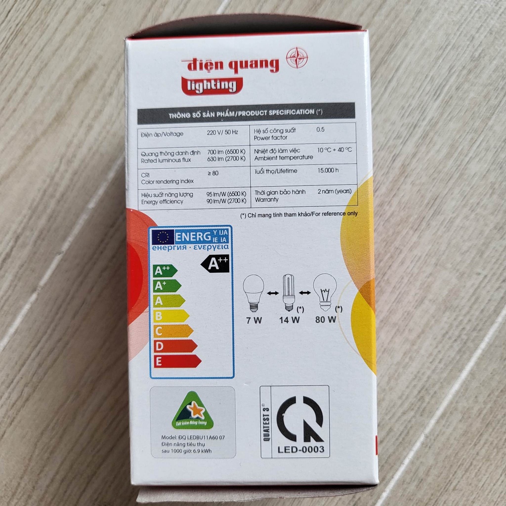 Đèn LED Bulb Điện Quang ĐQ LEDBU11A60 chụp cầu mờ - siêu bền - công suất 7W/9W - ánh sáng trắng/vàng - độ sáng cao