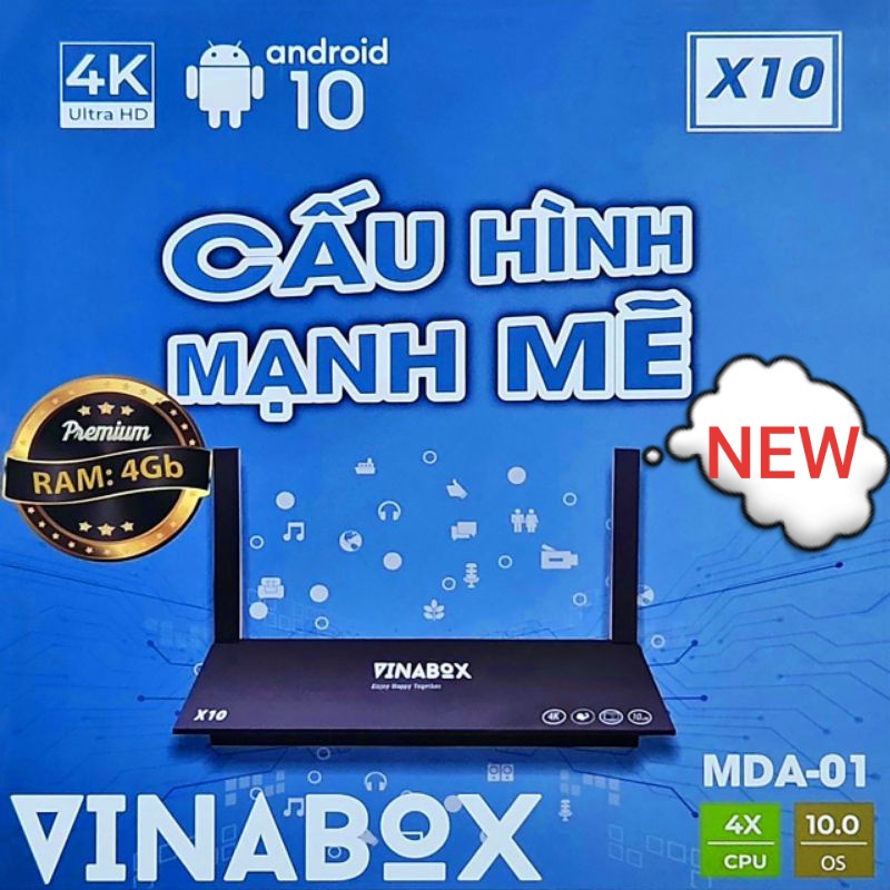 Android TV Box VINABOX X10 (RAM 4GB, ROM 32GB) có bluetooth và chức năng tìm kiếm giọng nói