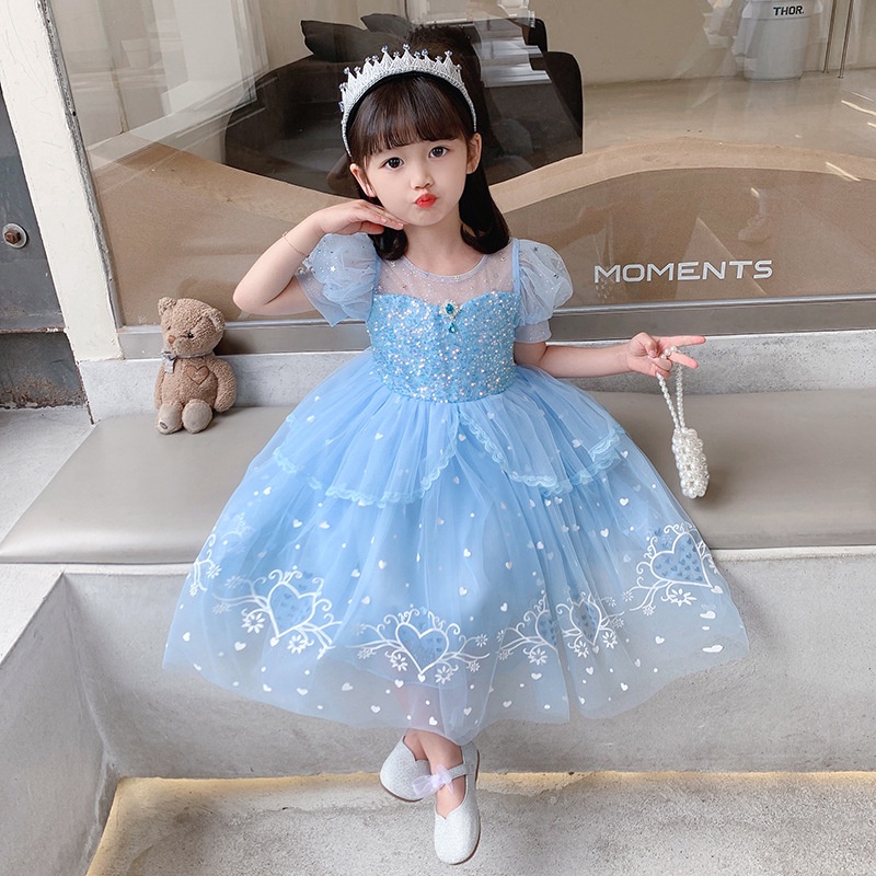 DISNEY Đầm Hóa Trang Công Chúa Elsa Trong Phim Frozen 2 Đính Kim Sa Đáng Yêu Cho Bé Gái Dịp Halloween