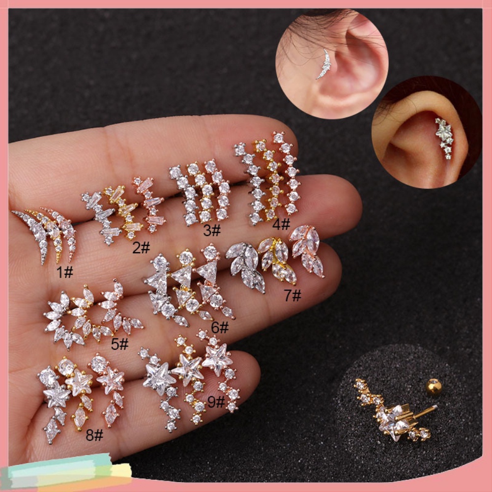 Khuyên tai đính đá đa hình dạng cho nữ giới
