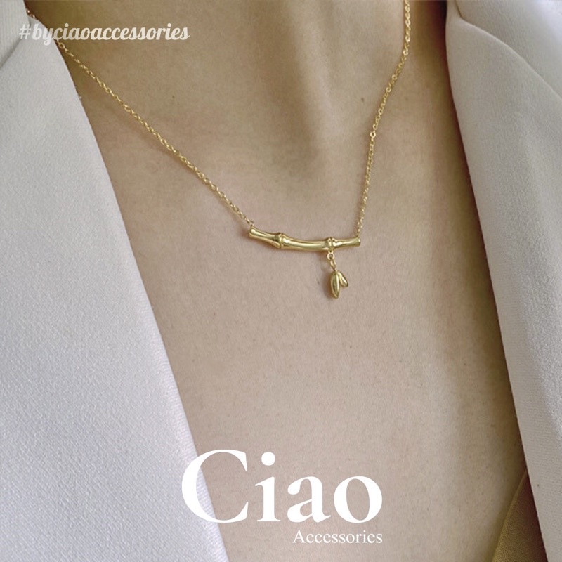 [HOẢ TỐC 1H] Dây chuyền/ Vòng cổ titan không gỉ thiết kế hình cây tre đơn giản Bamboo Ciao