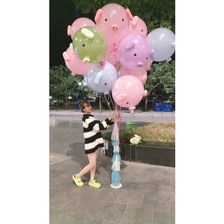 set bóng heo hồng đáng yêu (10quả)