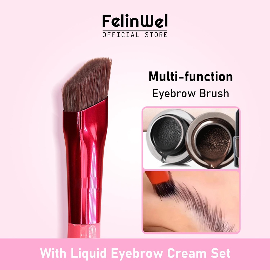 FelinWel - Bộ cọ và kem kẻ lông mày, gel kẻ lông mày, cọ kẻ lông mày đầu phẳng