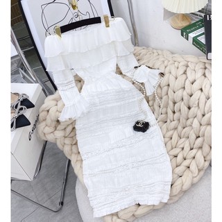 đầm bẹt vai ren tầng
