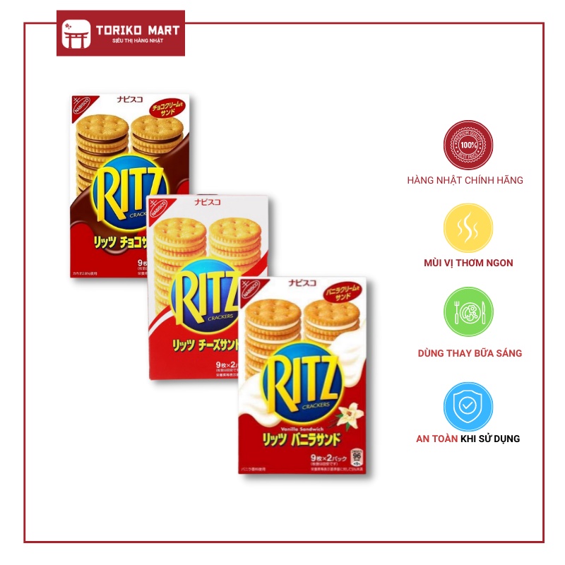 Bánh quy kem Ritz Crackers vị phô mai, socola và vani - Toriko Mart