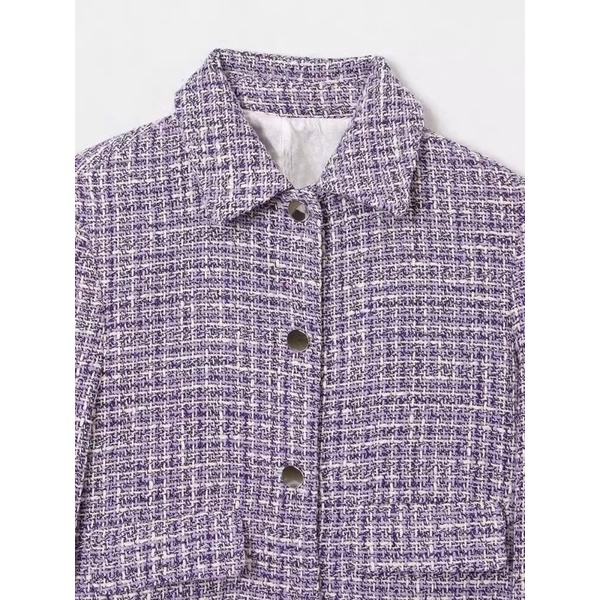 Set bộ tweed tím pastel Áo khoác + Chân váy ngắn- ORD