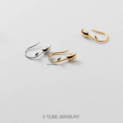 Bông tai bạc nữ TLEE mẫu nụ hồng móc cài TLEE JEWELRY B0239