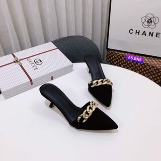 Giày sục cao 5p gót nhọn khoá mắc xích có bigsize 35 -45