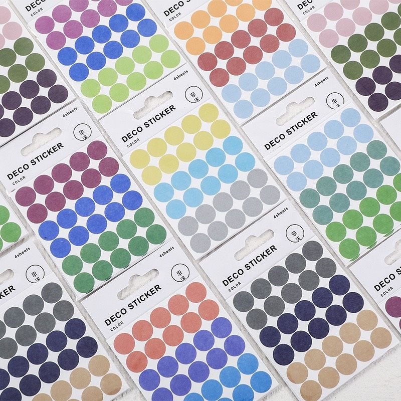 set 4 tờ sticker tròn dot deco dễ thương