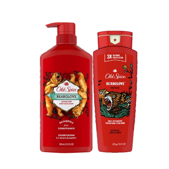 Combo OLD SPICE: Dầu Gội 650ml & Gel Tắm 473ml - Hương Nước Hoa Cho Nam Hoang Dã Mạnh Mẽ