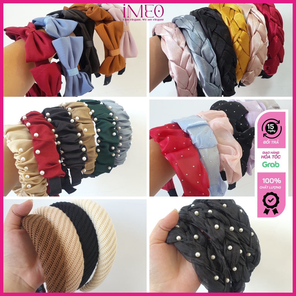 Cài tóc hình bím tóc cho nữ màu đỏ nhung đính hạt phong cách Hàn Quốc