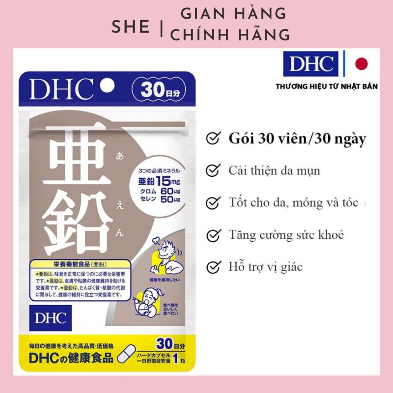 Viên Uống Bổ Sung Kẽm DHC Nhật Bản 30 viên 30 ngày