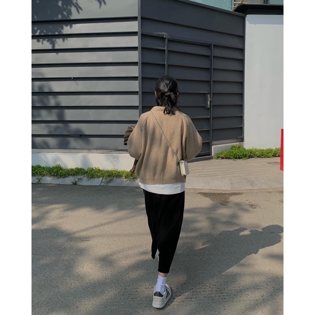 Fromsooyoung - Chân váy nhung tăm xẻ sau freesize cạp chun