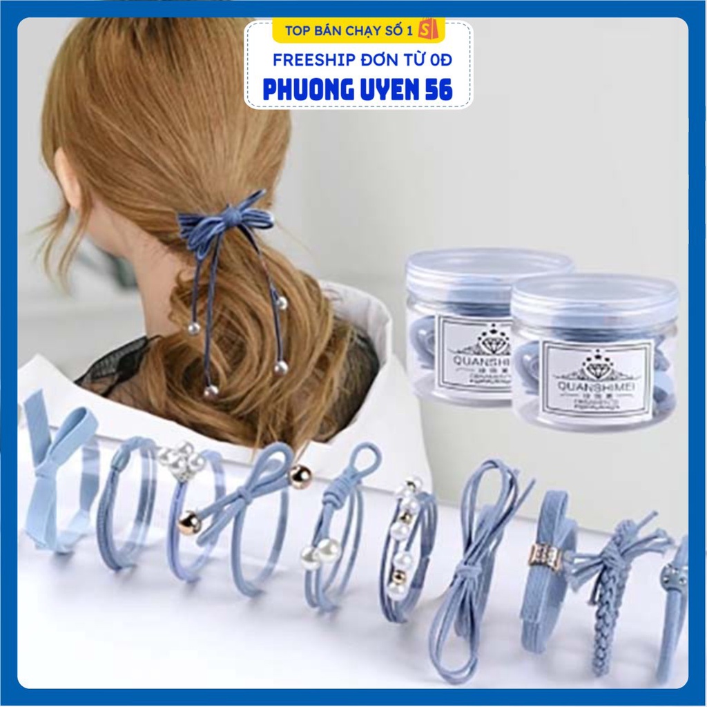 Sẵn hàng combo 10 hộp dây buộc tóc 12 món .