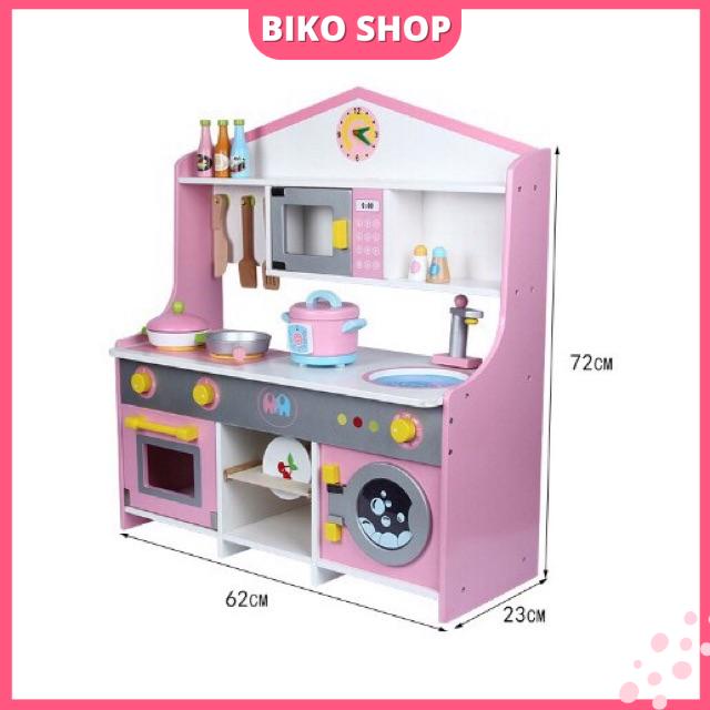 Bếp lắp ráp màu hồng 72cm - Đồ chơi gỗ cho bé - Biko Shop