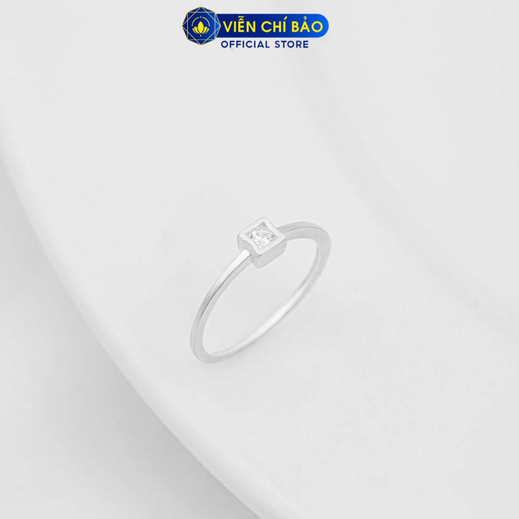 Nhẫn bạc nữ hình vuông đá trắng chất liệu bạc 925 thời trang phụ kiện trang sức Viễn Chí bảo N400873