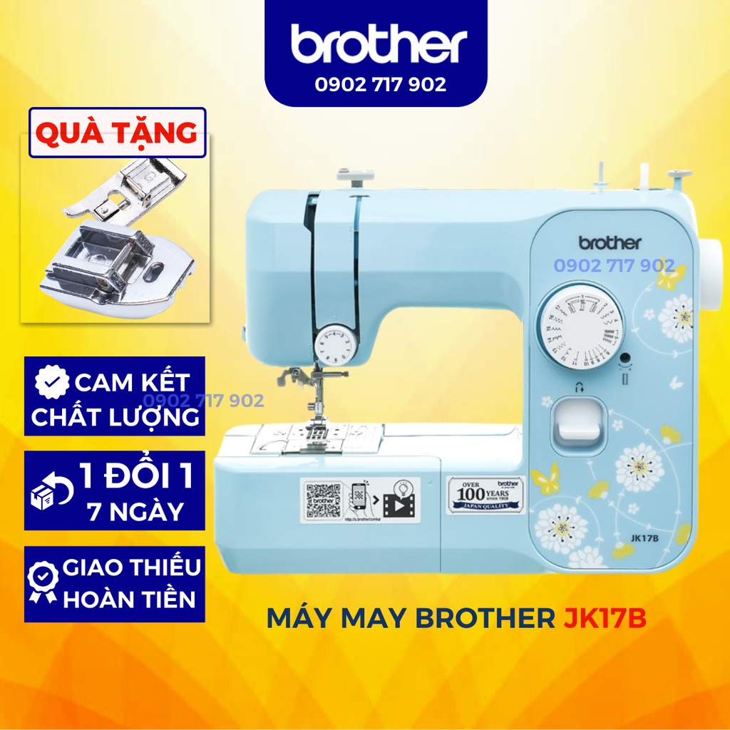 Máy May Gia Đình Brother JK17B Xỏ Chỉ Tự Động - Tặng 2 chân vịt