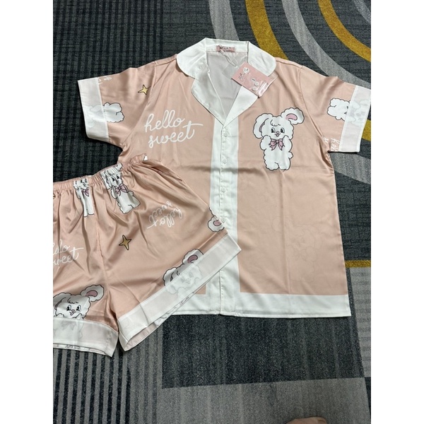 Đồ Bộ Pyjama Đùi Lụa Latin Trơn Cao Cấp Bigsize 65-80kg