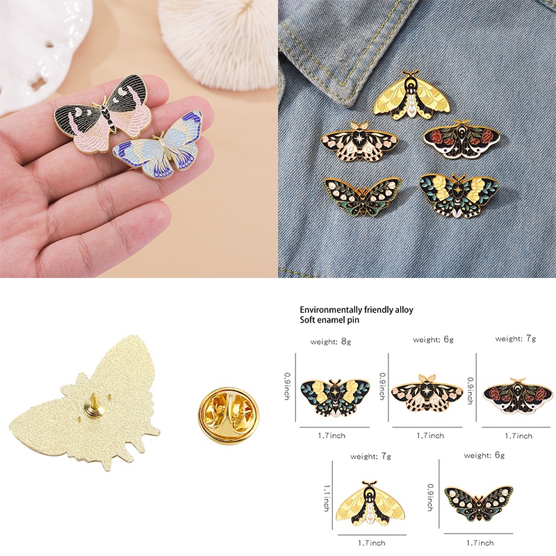 Ghim Cài Áo Họa Tiết Bướm Hoa Hoạt Hình Tráng Men Tinh Tế Cho Bạn Bè