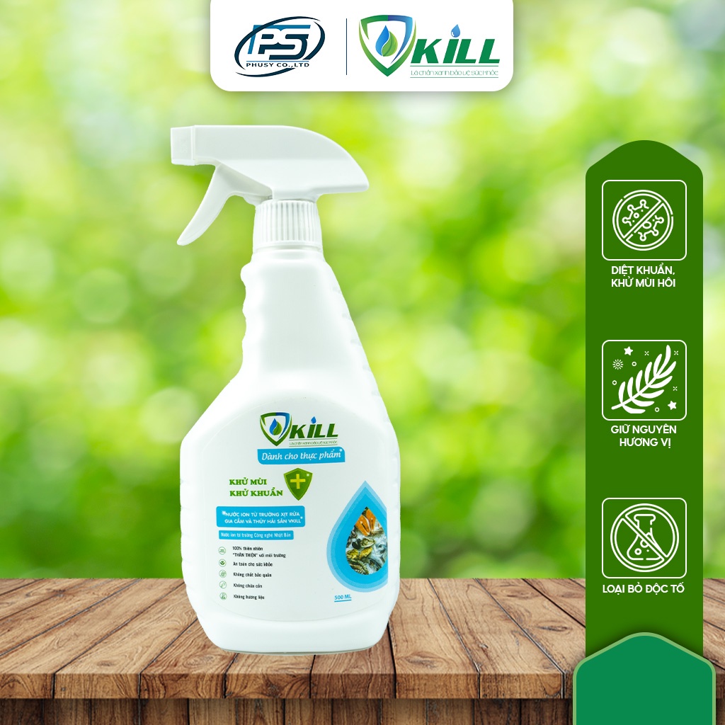 Nước Rửa Thịt Cá Thực Phẩm Tươi Sống Vkill Khử Mùi Và Làm Sạch Chất Bẩn, Vi Khuẩn Trên Mọi Bề Mặt Với Ion Từ Trường