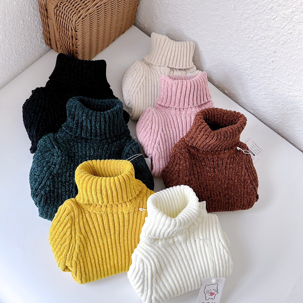 Áo len tuyết nhung cổ cao cho bé trai, bé gái hàng Quảng Châu loại 1