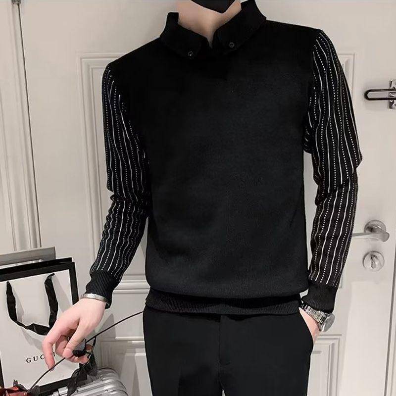 Áo Sweater Dệt Kim Kẻ Sọc Màu Sắc Thời Trang Cho Nam