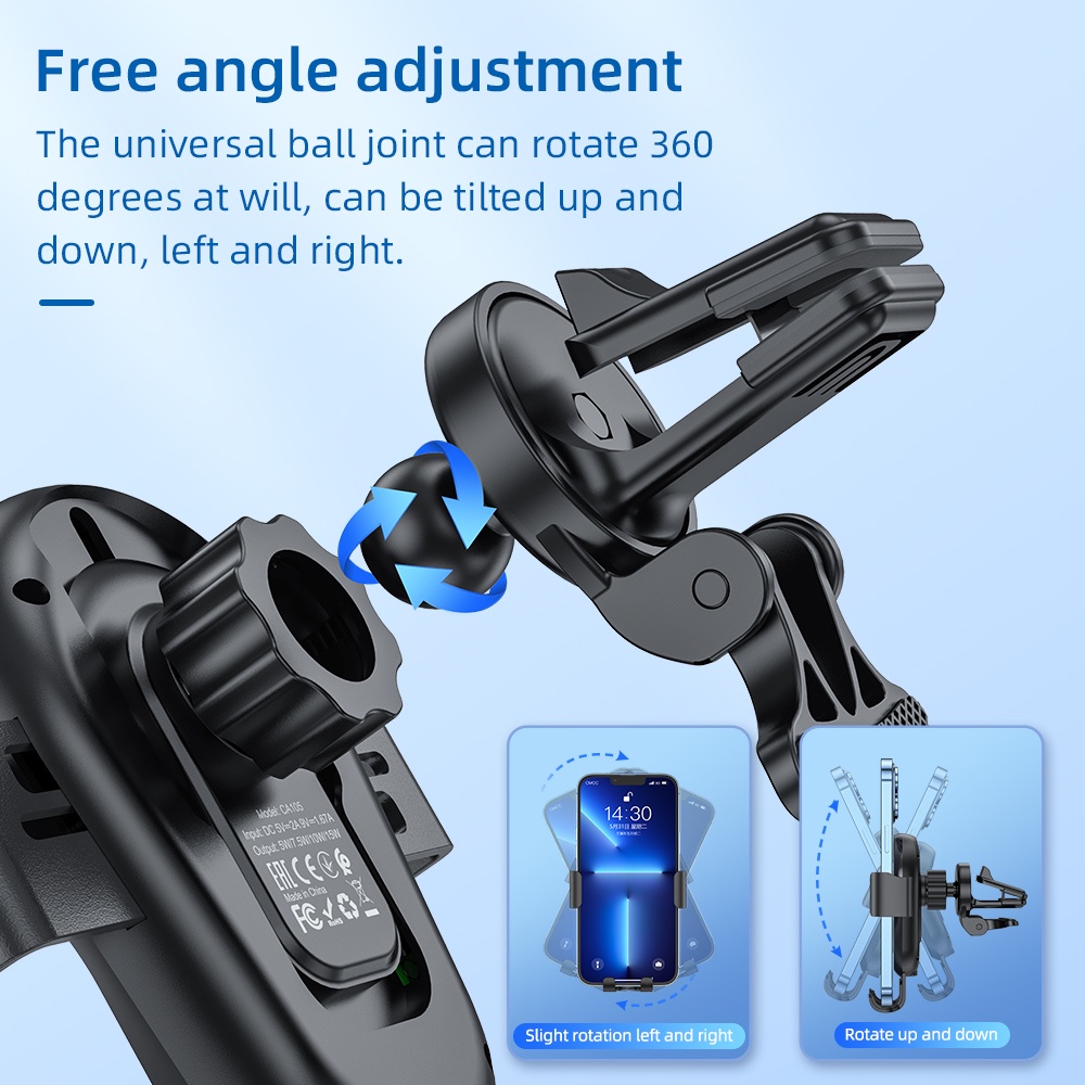 Hoco giá đỡ điện thoại trên ô tô ca105 chính hãng 100% có sạc không dây giá đỡ điện thoại trên ô tô không dây nhanh 15w cho điện thoại thích hợp cho điện thoại sạc không dây