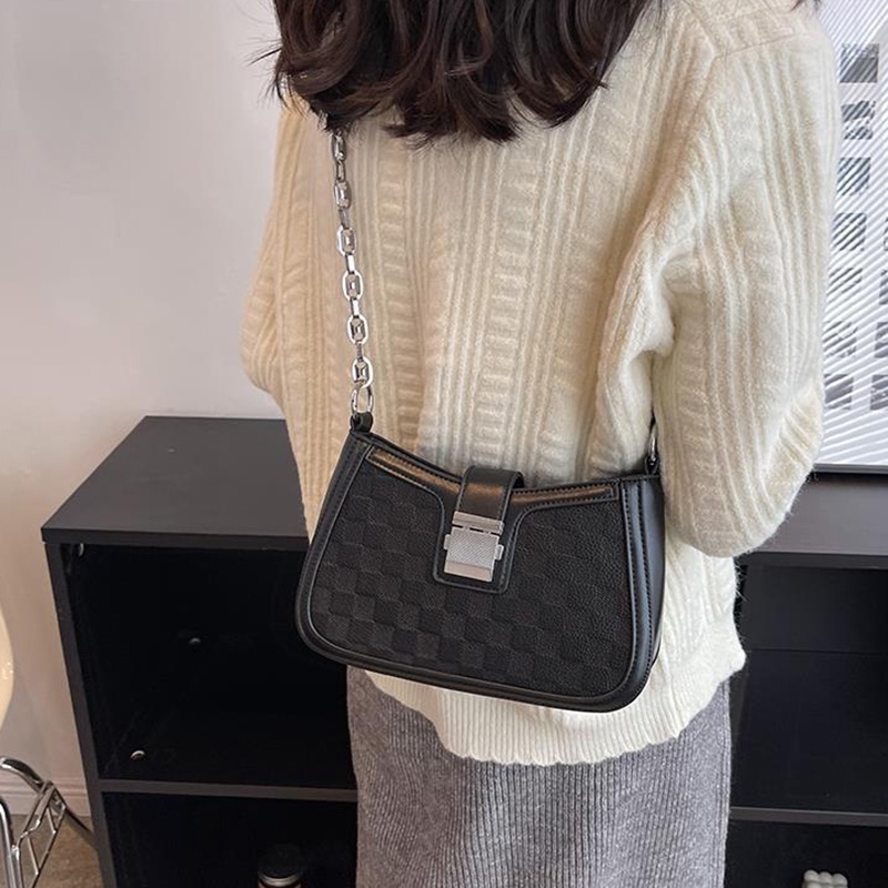 Túi đeo chéo IELGY họa tiết sọc ca rô thời trang trẻ trung dành cho nữ