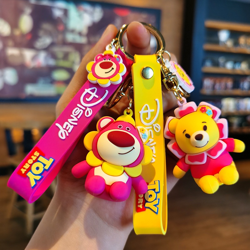 DISNEY Móc Chìa Khóa Xe Hơi Họa Tiết Hoạt Hình Winnie The Pooh / Sóc / Hoa Hướng Dương Dễ Thương