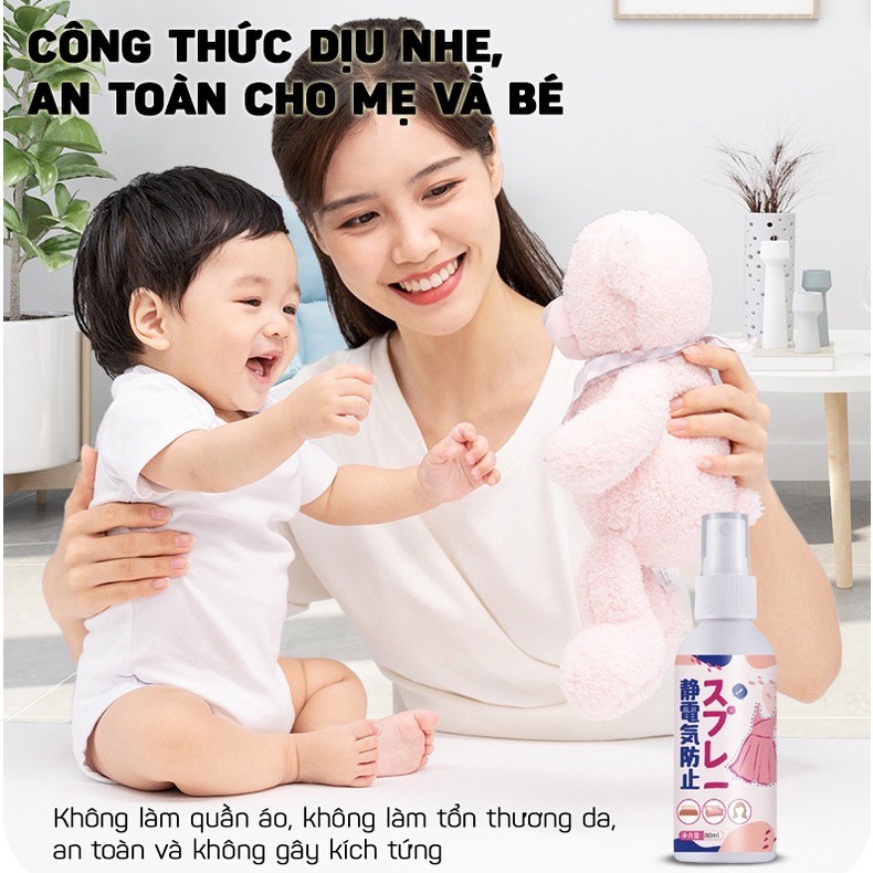 Dung Dịch Xịt Chống Tĩnh Điện Cho Quần Áo, Tóc, Đồ Kim Loại, Chăn Gối Cao Cấp 80ml DONKEY