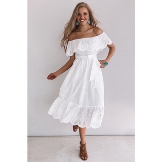Đầm thô thêu TOPSHOP vải thêu đục lỗ eo 70cm