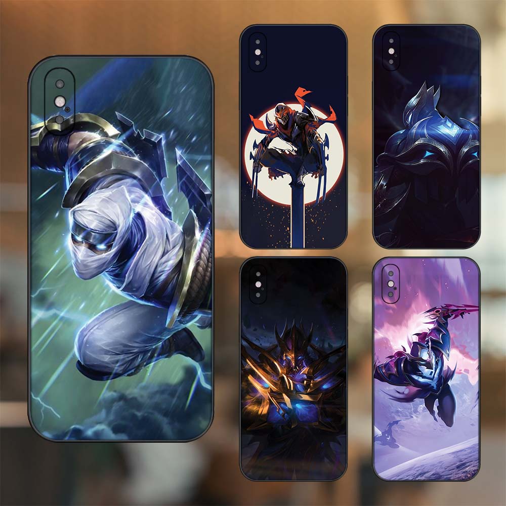 Ốp lưng iPhone X, Xs dẻo đen cạnh vuông in hình Zed Liên Minh Huyền Thoại